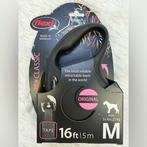 Flexi Black and Gray Retractable Classic Leash 55 lbs Medium 16feet NWT